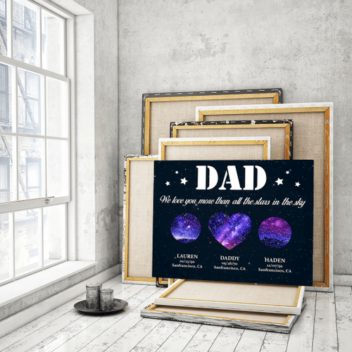 Custom Personalized Name Canvas Prints Wall Art - Father And Daughter Son Constellation Map - Canvas Prints - Wall Art Decor