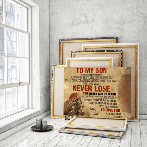 Customizable American Football Poster  Dad To Son  Never Lose - Canvas Prints - Wall Art Decor