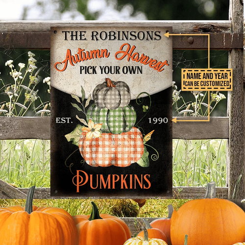 Autumn Harvest Pumpkins Custom Classic Metal Signs, Pumpkin Decor, Fall Gift, Fall Decor