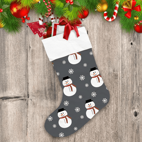 Christmas Snowman And Snowflake On Gray Background Christmas Stocking