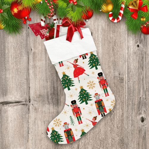 Christmas Tree Pattern With Ballerina Nutcracker And Mouse King Christmas Stocking