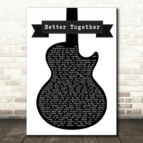 Jack Johnson Better Together Black & White Guitar Song Lyric Quote Print - Canvas Print Wall Art Decor 2