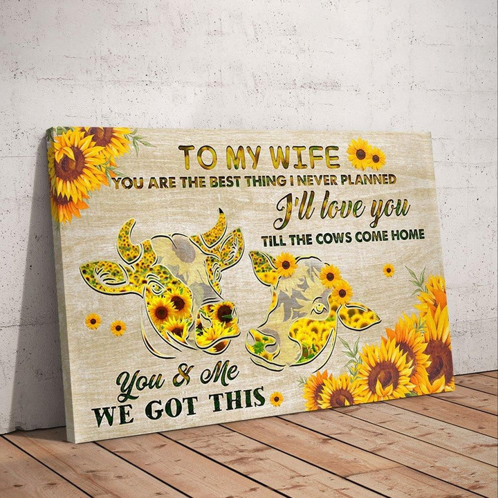 Bestieship To My Wife, I'll Love You Till The Cows Come Home Canvas Wall Art-10x8in