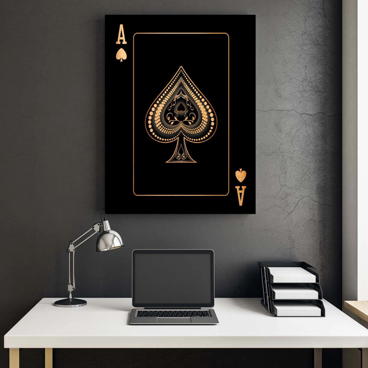 Ace Of Spades Gold Motivational Positive Matte Canvas-8x10in