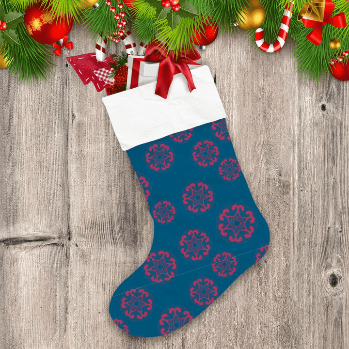 Modern Hipster Snow On Blue Background Christmas Stocking