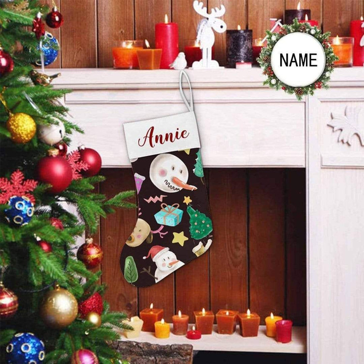 Cool Christmas Stocking Christmas Gift Custom Name Christmas Tree Snowman