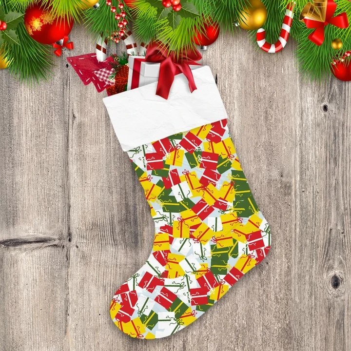 Camouflage Christmas Red Green And Yellow Gift Christmas Stocking