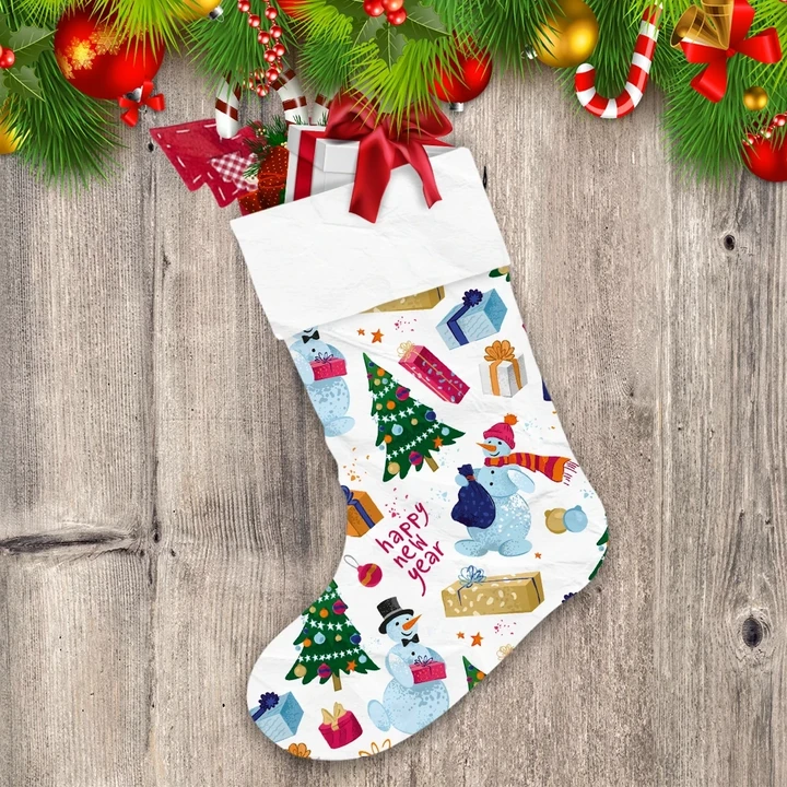 Snowman Christmas Tree Gifts Bag And Balls Christmas Stocking