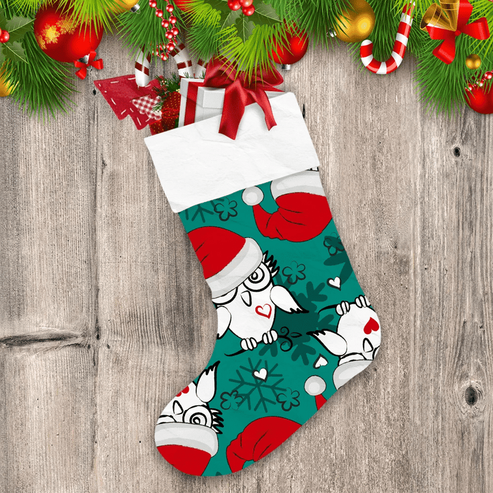 Cute Owl In A Red Christmas Hat Christmas Stocking