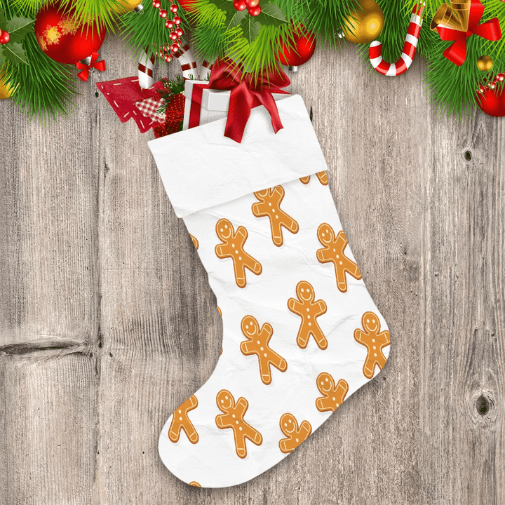 Cute Gingerbread Man Smiling Faces Cookies Pattern Christmas Stocking