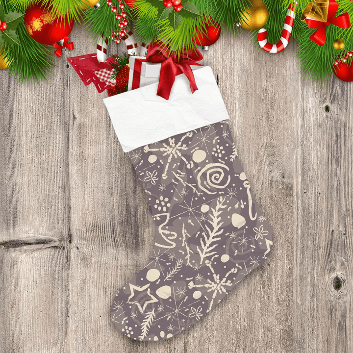 Theme Festival Winter With Hand Drawn Bear Christmas Stocking