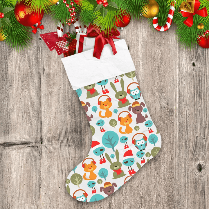 Christmas With Cute Funny Dog Animals Winter Christmas Stocking