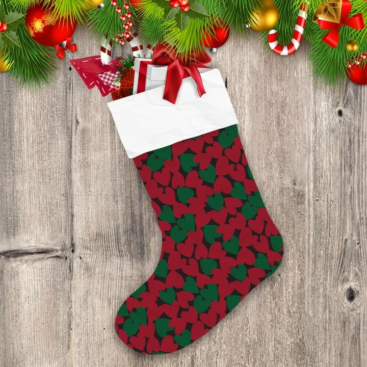 Camouflage Christmas Heart Shaped Red And Green Christmas Stocking