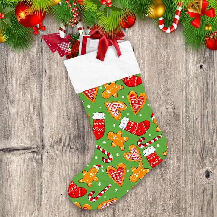 Christmas Candy Cane Gingerbread Man And Sock Christmas Stocking