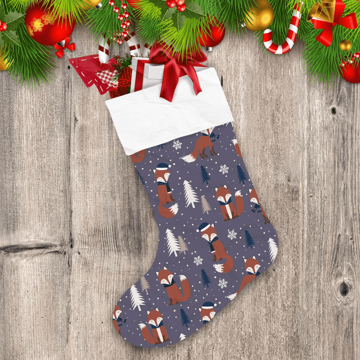 Christmas And New Year With Warm Fox Background Christmas Stocking