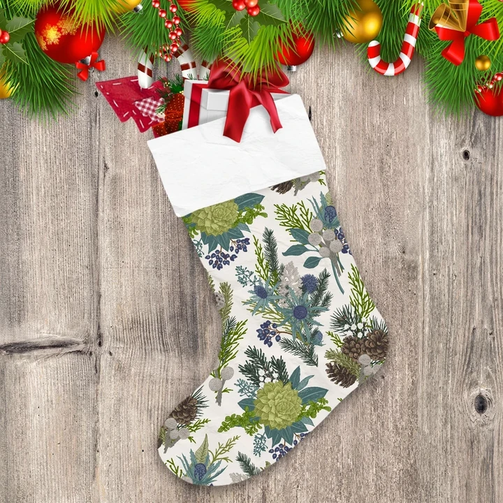 Christmas Red And White Floral Brush Strokes Christmas Stocking