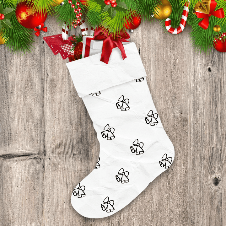 Easy Hand Drawn Bells With Bows Pattern Christmas Stocking