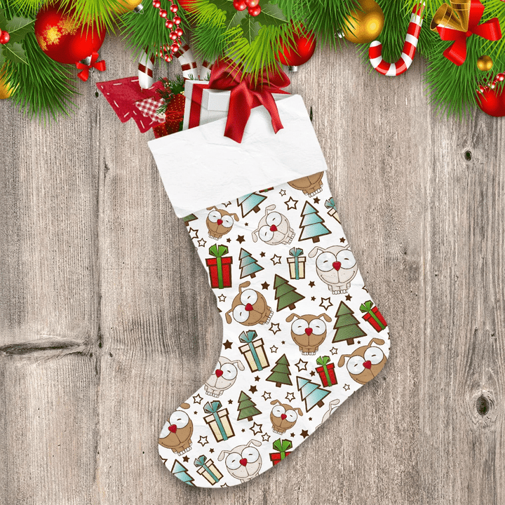Christmas Tree Gift With Cartoon Dogs Christmas Stocking