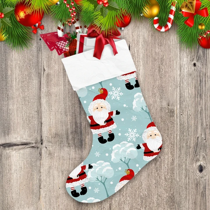 Christmas Holiday With Santa Claus In The Forest Design Christmas Stocking
