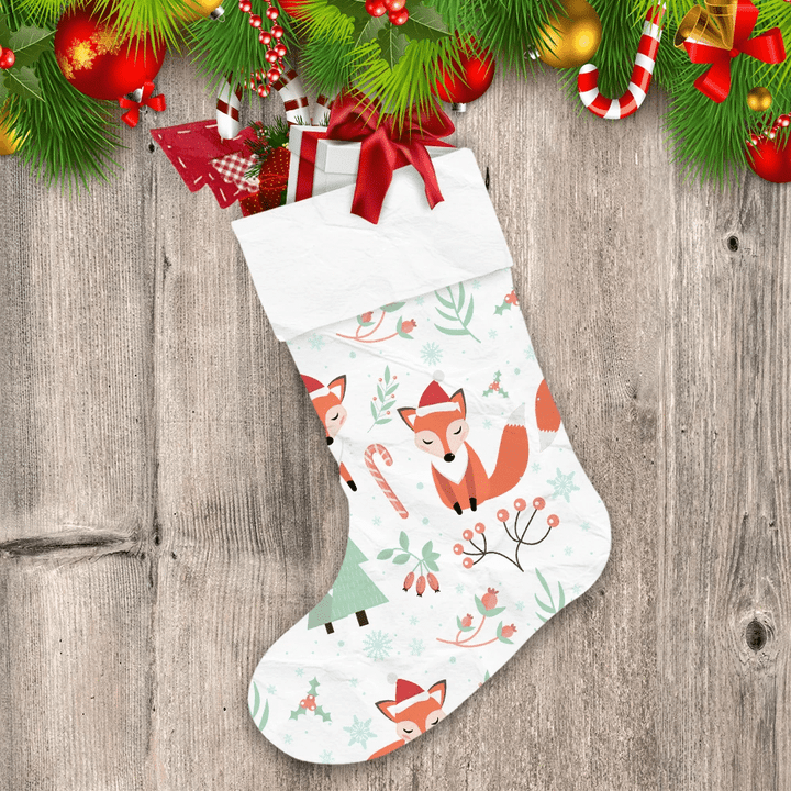 Cute Little Foxes In The Winter Forest Christmas Stocking