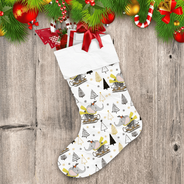 Little Lovely Elephant With Christmas Tree Christmas Stocking Christmas Gift