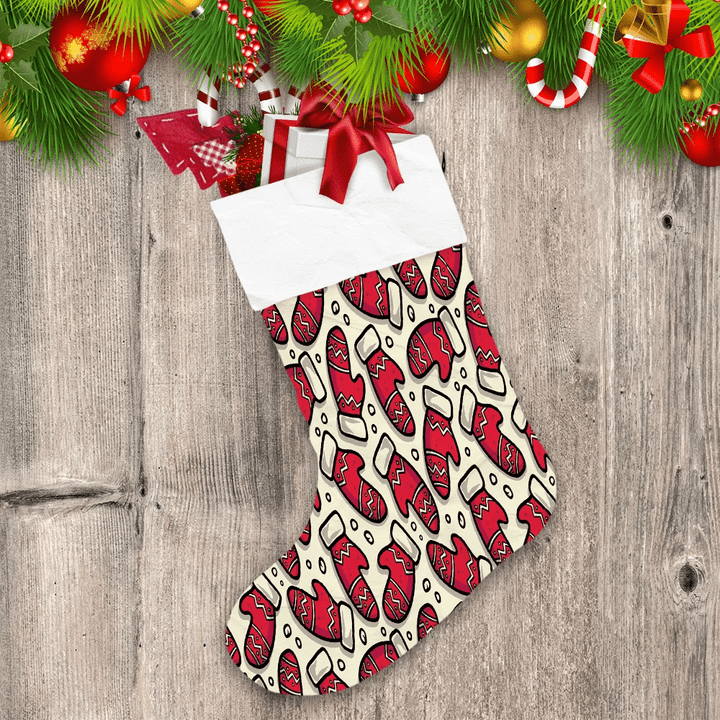 Cartoon Cute Doodle In The Form Of Red Mittens Christmas Stocking