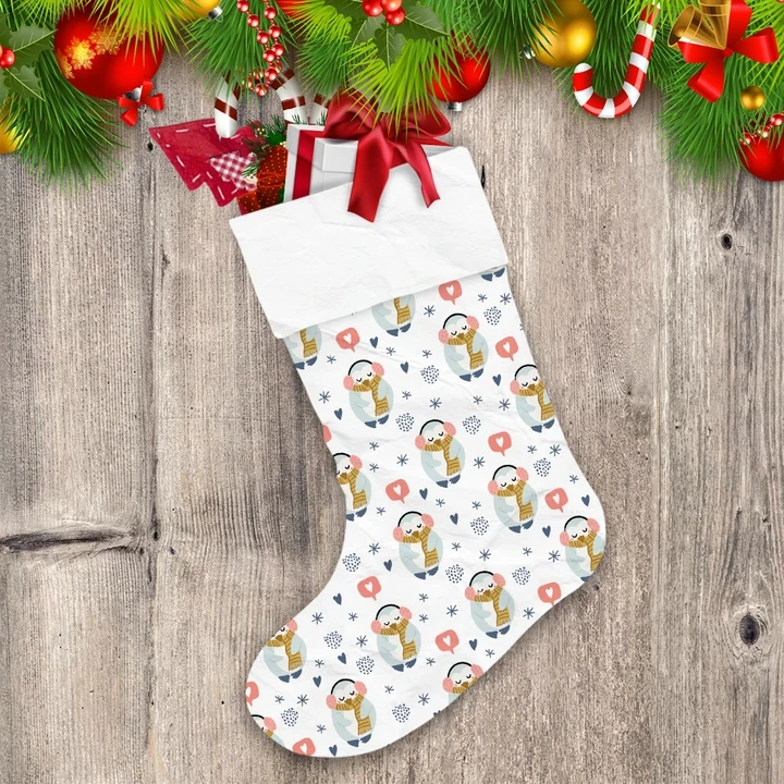 Christmas Winter Cute Penguins With Headphones Christmas Stocking