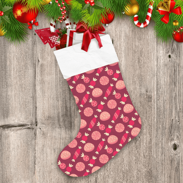 Cool Design Pink Candy Jelly And Cake Illustration Christmas Stocking