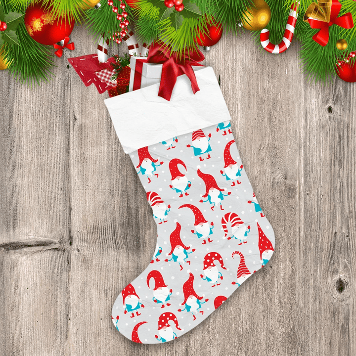Welcome To Our Village Gnomes Wave Hello Illustration Christmas Stocking