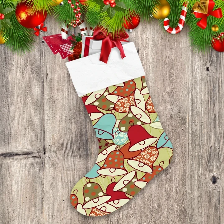 Inspired Colorful Pattern In Shape Of Xmas Bells Christmas Stocking