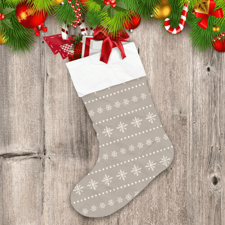 Simple Snowflakes Stripe Monochrome Festive Pattern Christmas Stocking