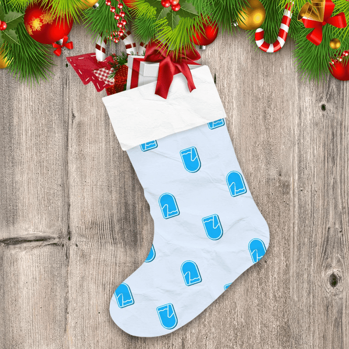 Creative Blue Mittens Icon Pattern Warm Gift For Hands Christmas Stocking