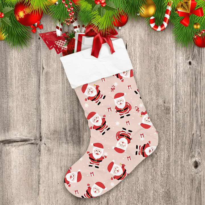 Merry Christmas Cute Santa Claus Hold Gift Bag Pattern Christmas Stocking
