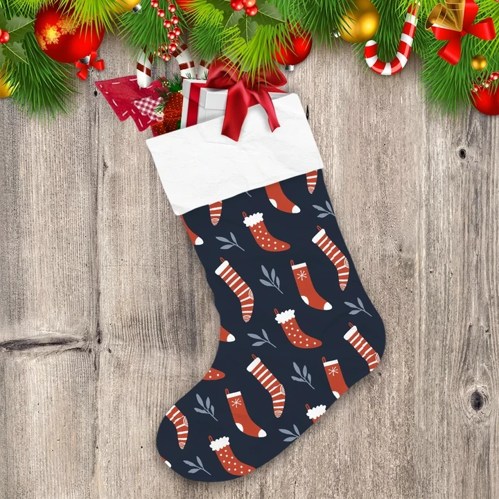 Christmas Red And White Socks With Branches Christmas Stocking