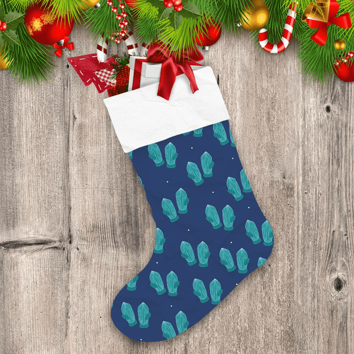 Awesome Mittens Glove Hand Drawn Shape On Dark Blue Background Christmas Stocking