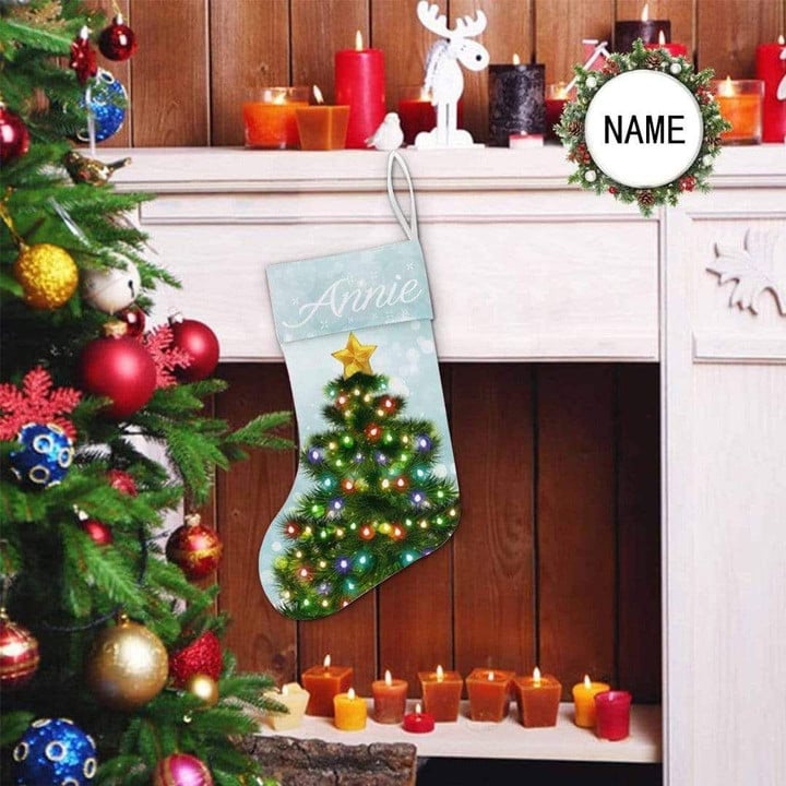 Cute Custom Name Christmas Colorful Lights Christmas Stocking Christmas Gift