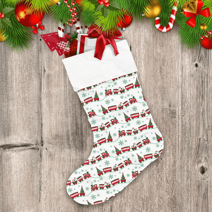 Christmas Background With Cute Horse Toy Steam Train Christmas Stocking