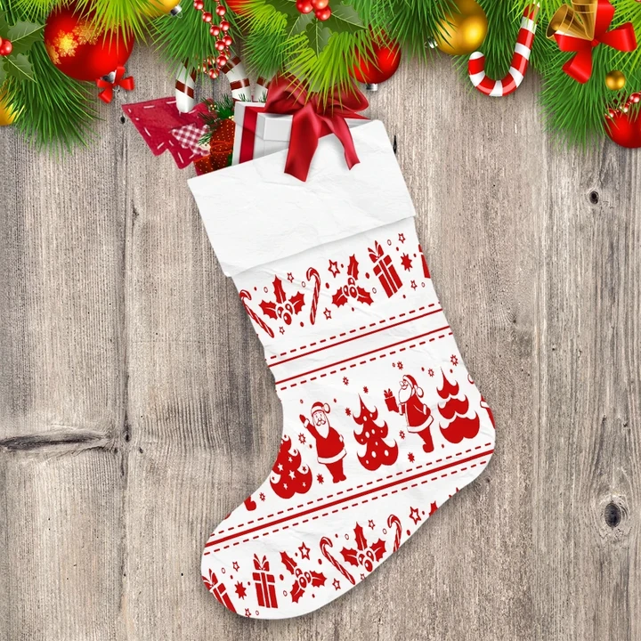 Pattern Of Borders With Santa Claus And Christmas Holiday Symbols Christmas Stocking