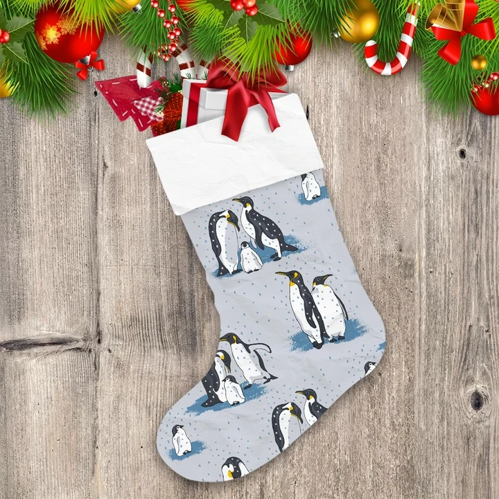 Christmas Winter With Family Penguin And Snow Christmas Stocking