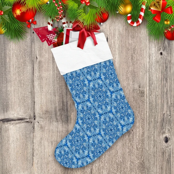 Abstract Sixsided Winter Snowflakes Geometric Pattern Christmas Stocking