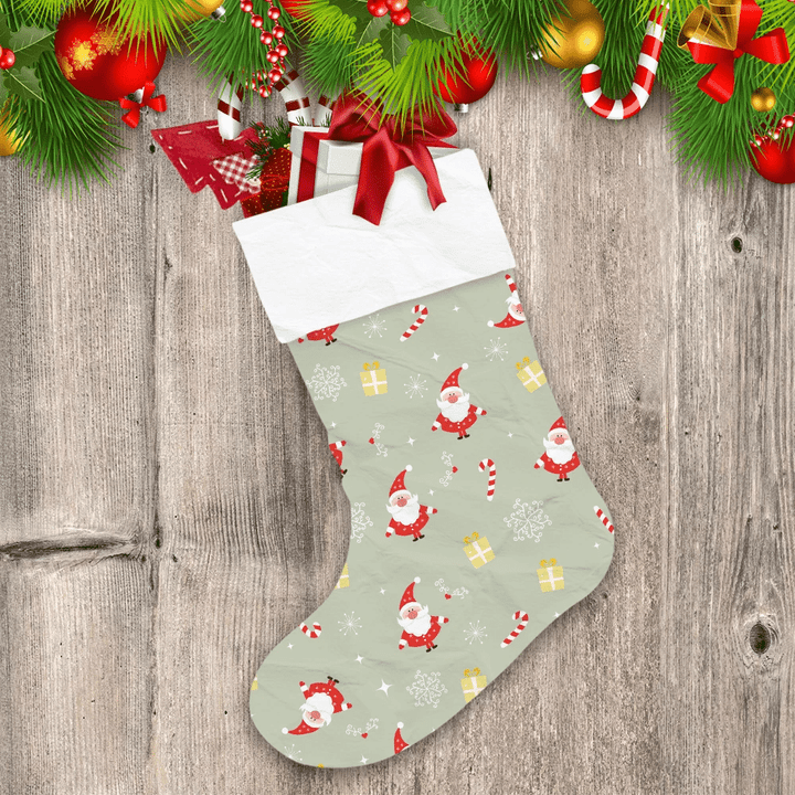 Merry Christmas Cute Santa With Little Gift And Candy Christmas Stocking
