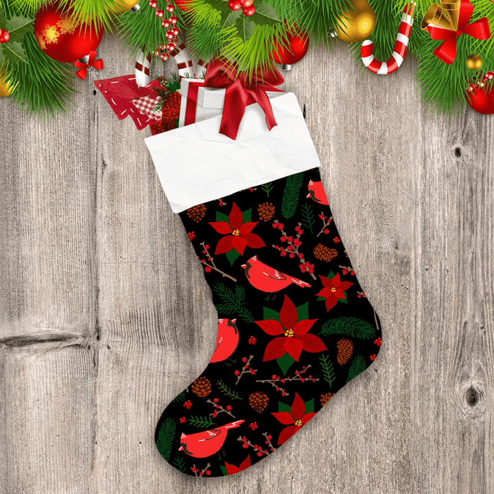 Christmas Leaves Winter Birds And Berries Christmas Stocking