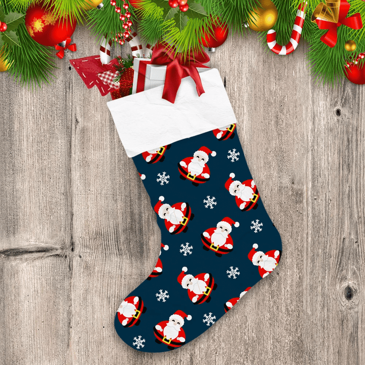 Pretty Cartoon Santa Clau And Snowflake Xmas Themed Design Christmas Stocking