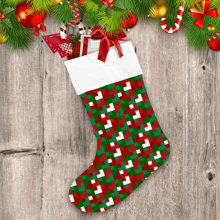 Camouflage Winter Christmas And New Year Puzzle Christmas Stocking