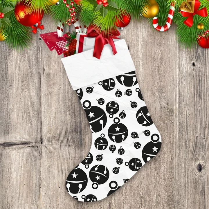 Abstract White And Black Jingle Bells Pattern Christmas Stocking