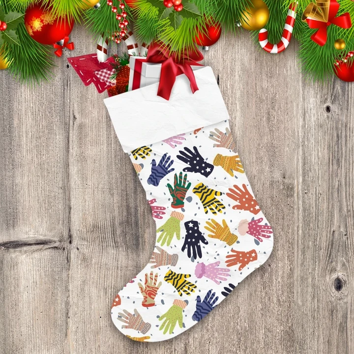 Adorable Winter Pattern With Colorful Gloves Illustration Christmas Stocking