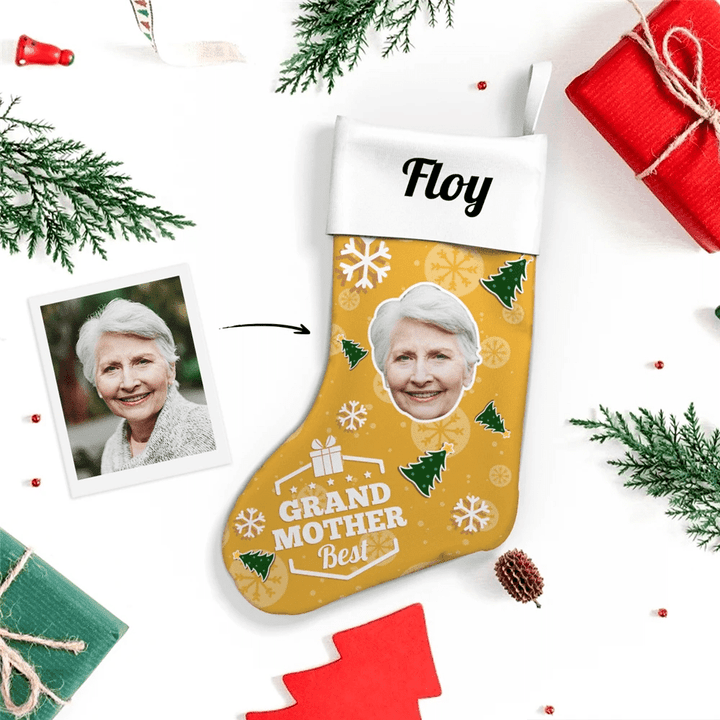 Custom Face Christmas Stocking Christmas Gift Best Grandmother Add Pictures And Name