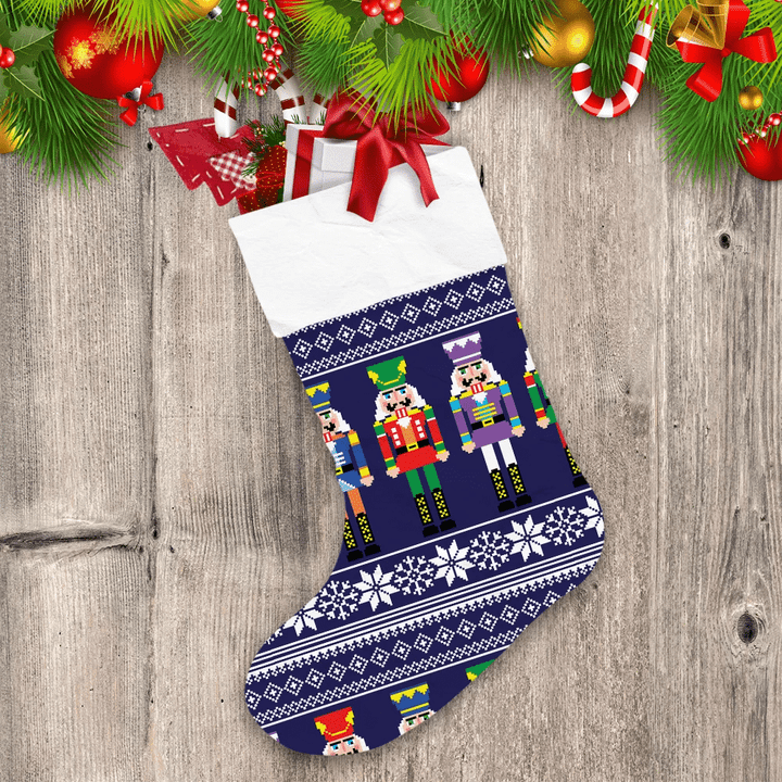 Christmas Jumper Or Sweater Seamless Pattern With Nutcrackers Christmas Stocking
