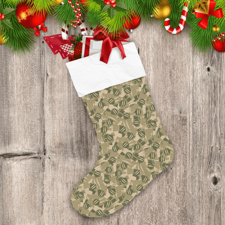 Camouflage Abstract Images Of Gifts And Christmas Balls Christmas Stocking