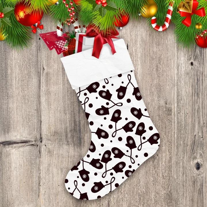 Cool Design Black Mittens With Snowflakes Pattern Christmas Stocking